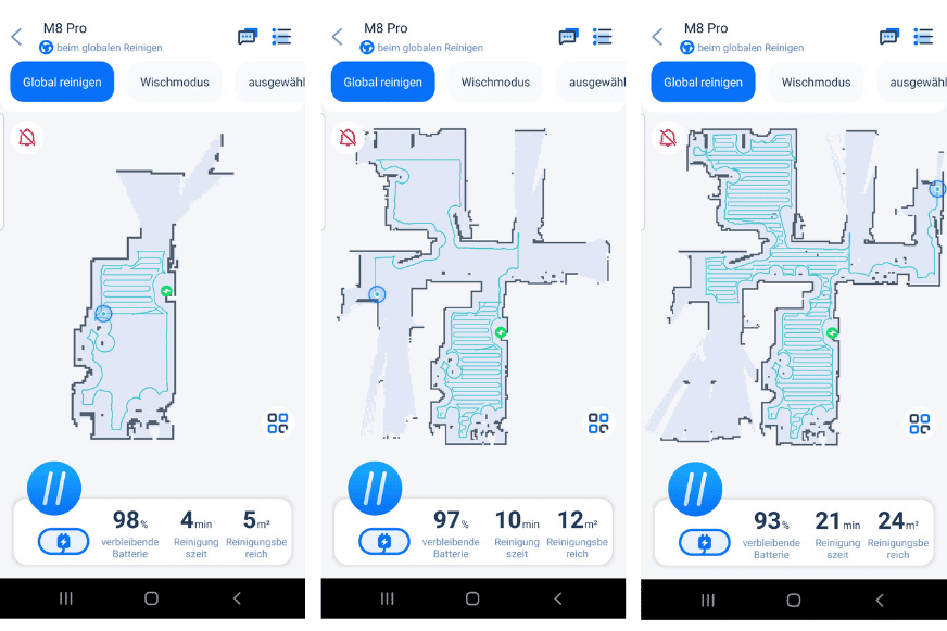 Der Kartenerstellungsprozess wird in der Proscenic Home App live mitverfolgt
